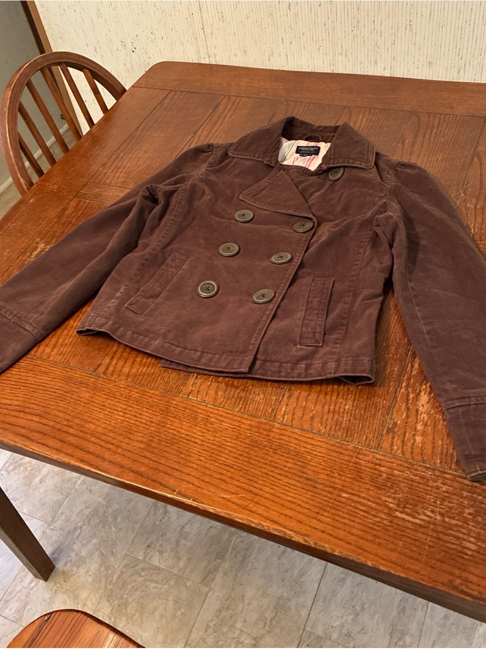 American Eagle Outfitters Jacket Women's S/P Brown Peacoat Double Breasted